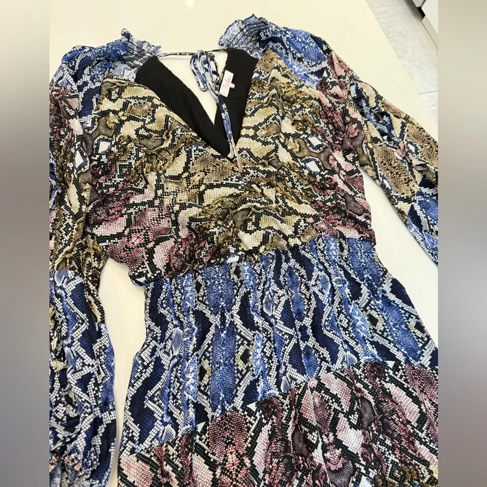 PARKER Gladis Python Print 100% SILK Georgette Mini Dress, Size S, Retail $368 - Picture 11 of 12